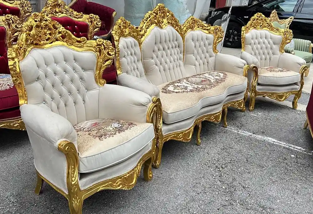 Sale Casa Padrino Barock Wohnzimmer Set Creme / Gold - Prunkvolle Barock Möbel