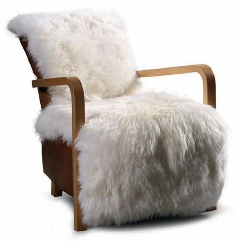 Casa Padrino Luxus Kunstfell Sessel Weiß / Schwarz / Braun - Wohnzimmer Möbel Echt