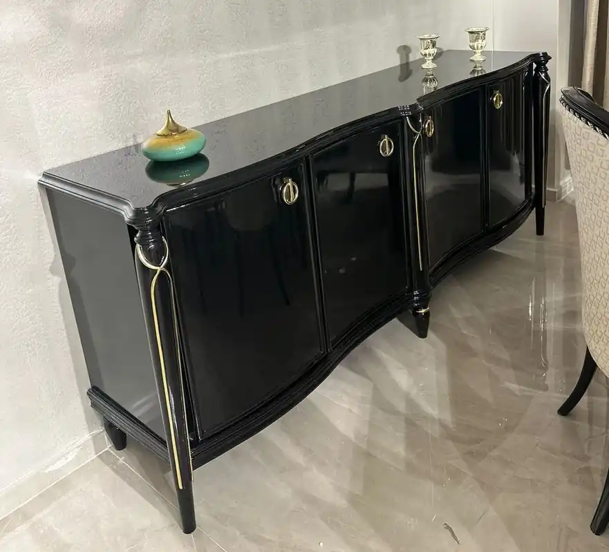 Casa Padrino Luxus Barock Sideboard Schwarz / Gold 230 cm - Barock Möbel Preis Gesenkt