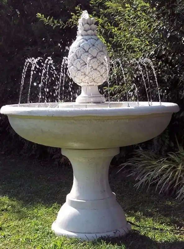 Casa Padrino Barock Springbrunnen Grau Ø 102 x H. 131 cm - Runder Gartenbrunnen - Made in Italy Neuheit