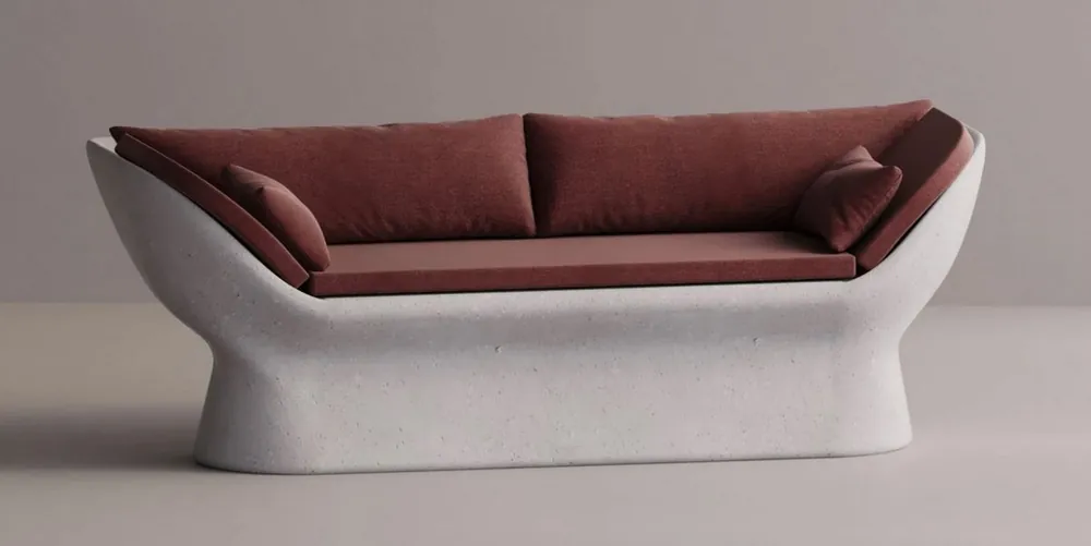 Bestseller Casa Padrino Luxus Sofa Rot / Weiß 200 cm - Wetterfestes Beton Sofa