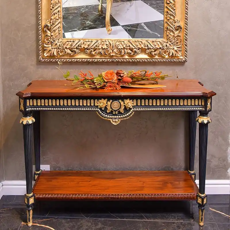 Preiswert Casa Padrino Luxus Barock Massivholz Konsole Braun / Schwarz / Gold 120 cm - Barock Möbel - Made in Italy