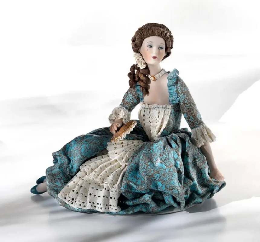 Casa Padrino Barock Porzellan Deko Puppe Dame Bunt H. 26,5 cm - Made in Italy Preis Gesenkt