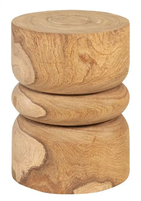 Abverkauf Casa Padrino Luxus Massivholz Beistelltisch / Hocker Naturfarben Ø 33,5 x H. 46 cm - Luxus Möbel