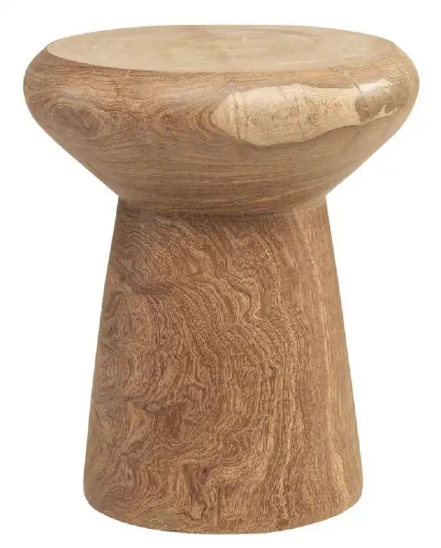 Casa Padrino Luxus Massivholz Beistelltisch / Hocker Naturfarben Ø 40 x H. 48 cm - Luxus Möbel Ausverkauf