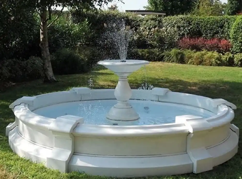 Casa Padrino Barock Garten Springbrunnen Weiß Ø 234 x H. 80 cm - Made in Italy Sale