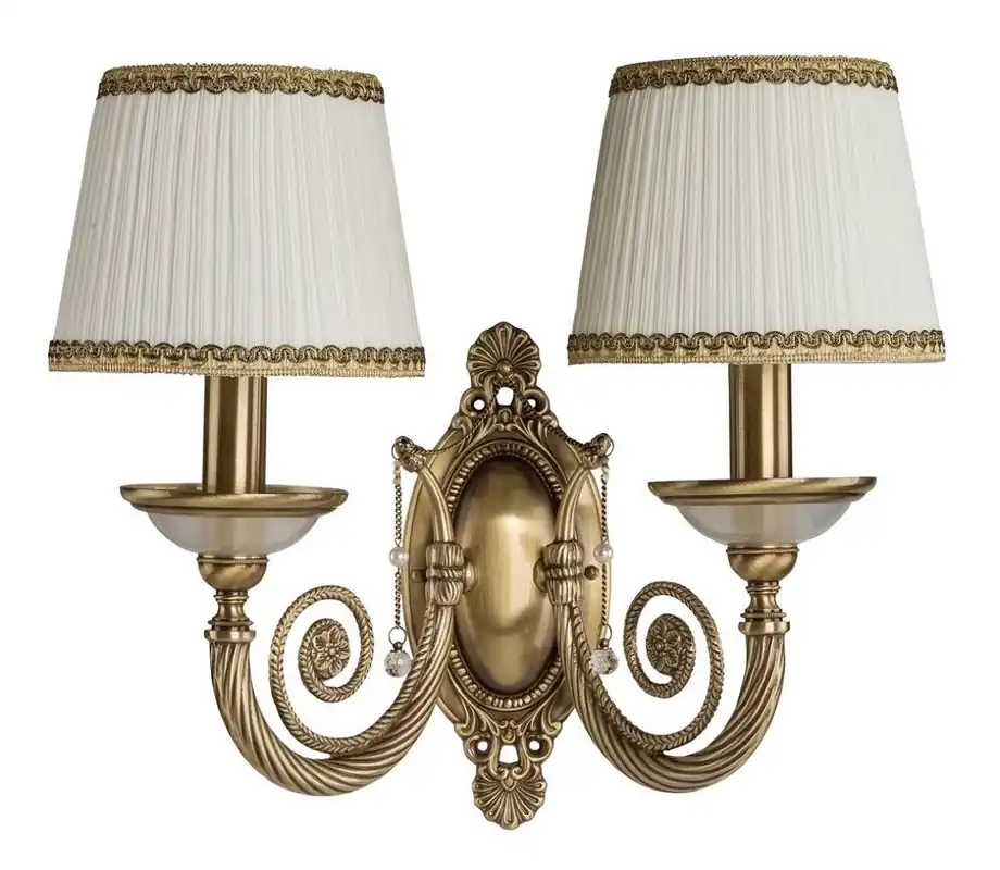 Online Kaufen Casa Padrino Luxus Barock Doppel Wandleuchte Messing mit Patina / Weiß / Gold H. 34 cm