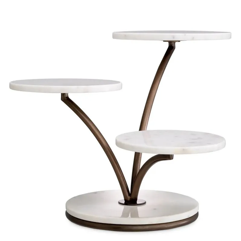 Casa Padrino Luxus Kuchen & Keks Etagere Weiß / Bronze 50 x 50 x H. 40 cm Finale Aktion
