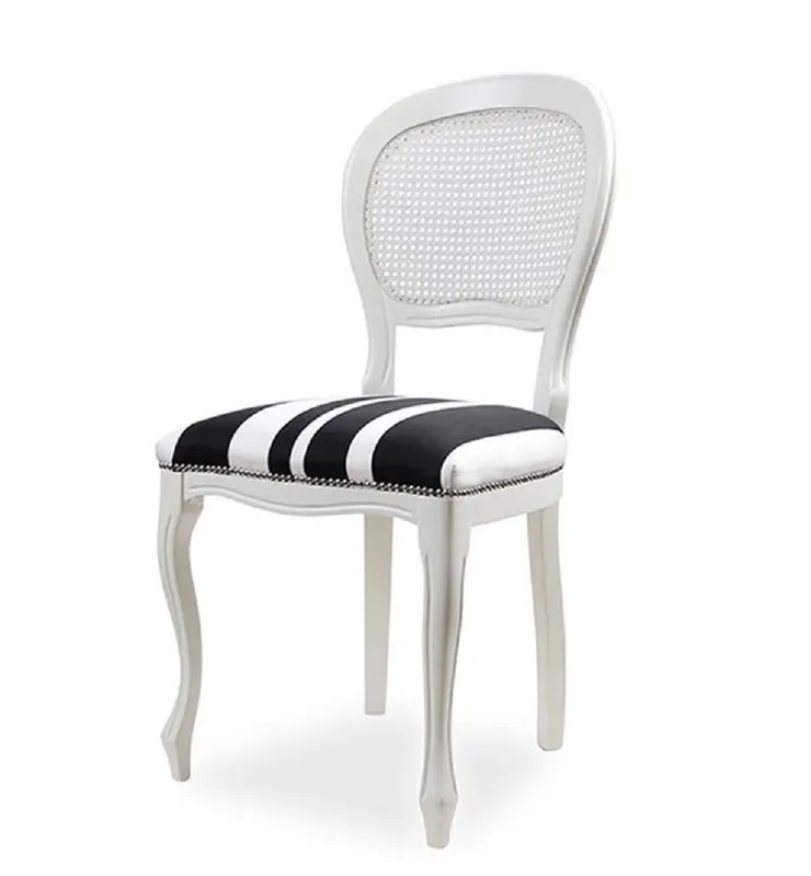 Casa Padrino Luxus Barock Esszimmer Stuhl Weiß / Schwarz H. 97 cm Sofort Bestellen