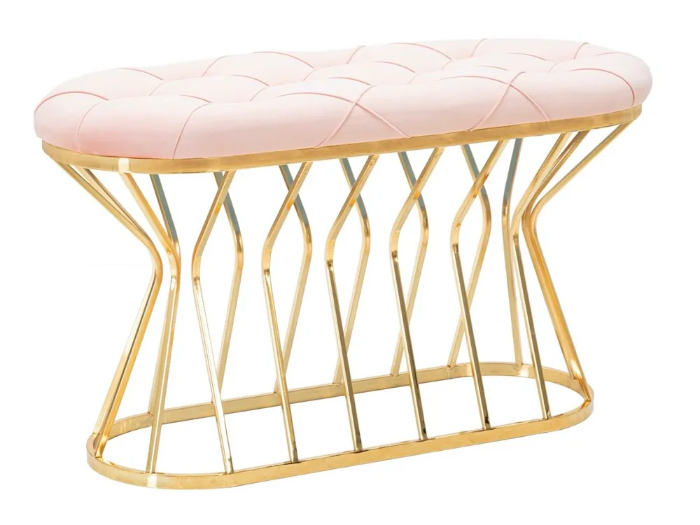 Preisreduziert Casa Padrino Luxus Sitzbank Rosa / Gold 91 cm - Luxus Interior