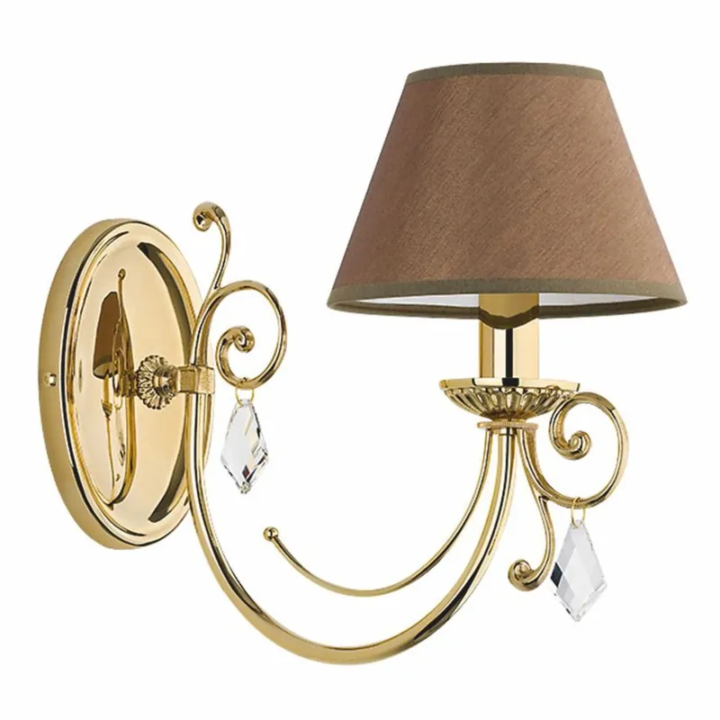 Neue Kollektion Casa Padrino Luxus Barock Kristall Wandleuchte Gold / Braun H. 29 cm