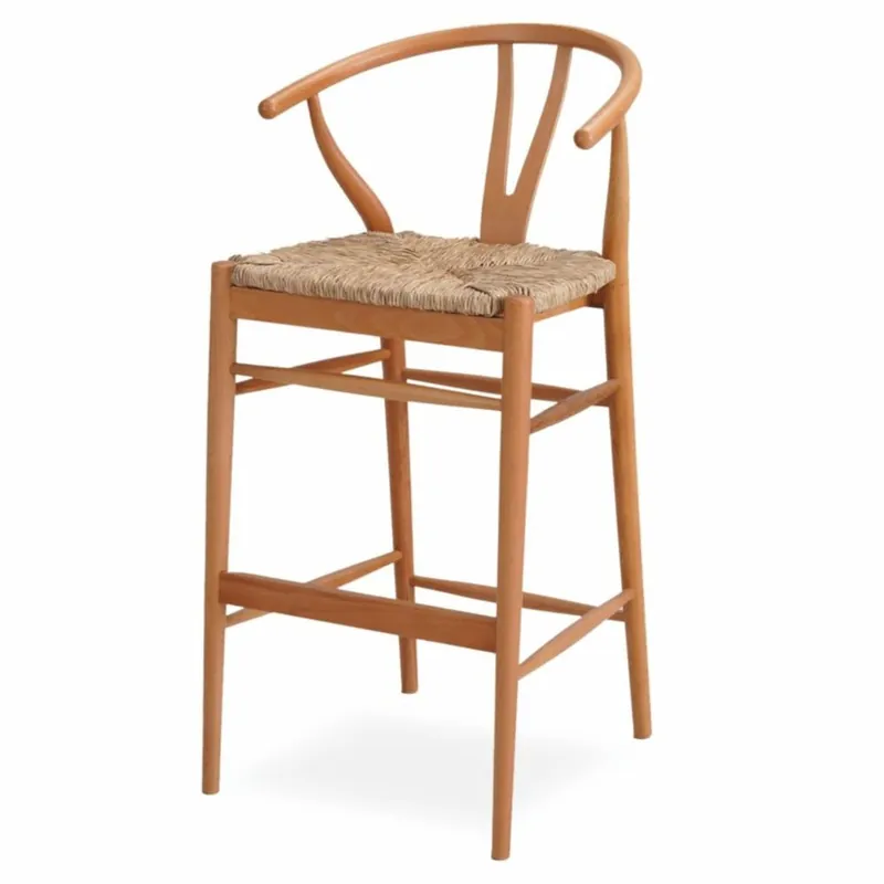 Preisknaller Casa Padrino Luxus Barstuhl mit Armlehnen Naturfarben H. 103 cm - Massivholz Bar Möbel