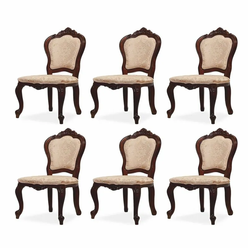 Schneller Versand Casa Padrino Luxus Barock Esszimmer Stuhl 6er Set mit Muster Beige / Braun H. 103 cm