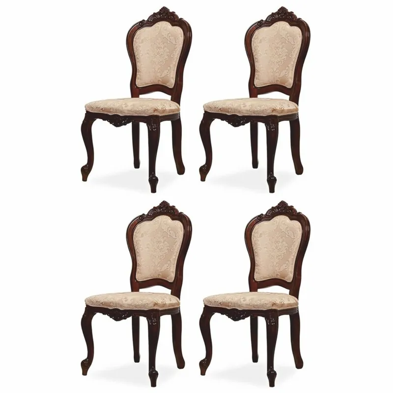 Casa Padrino Luxus Barock Esszimmer Stuhl 4er Set mit Muster Beige / Braun H. 103 cm Neue Ware