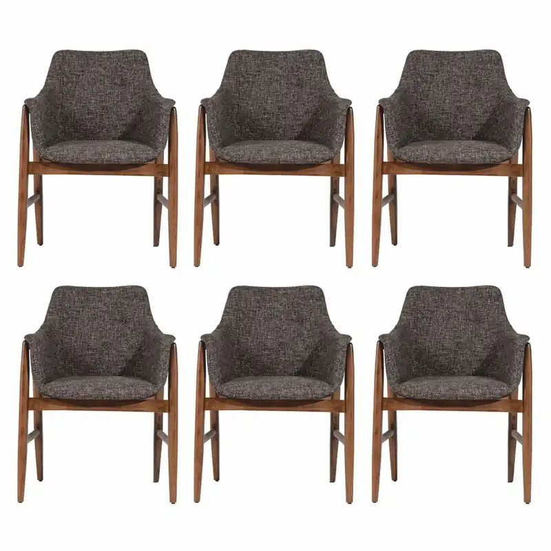 Sonderangebot Casa Padrino Luxus Esszimmer Stuhl 6er Set mit Armlehnen Schwarz / Braun H. 86 cm