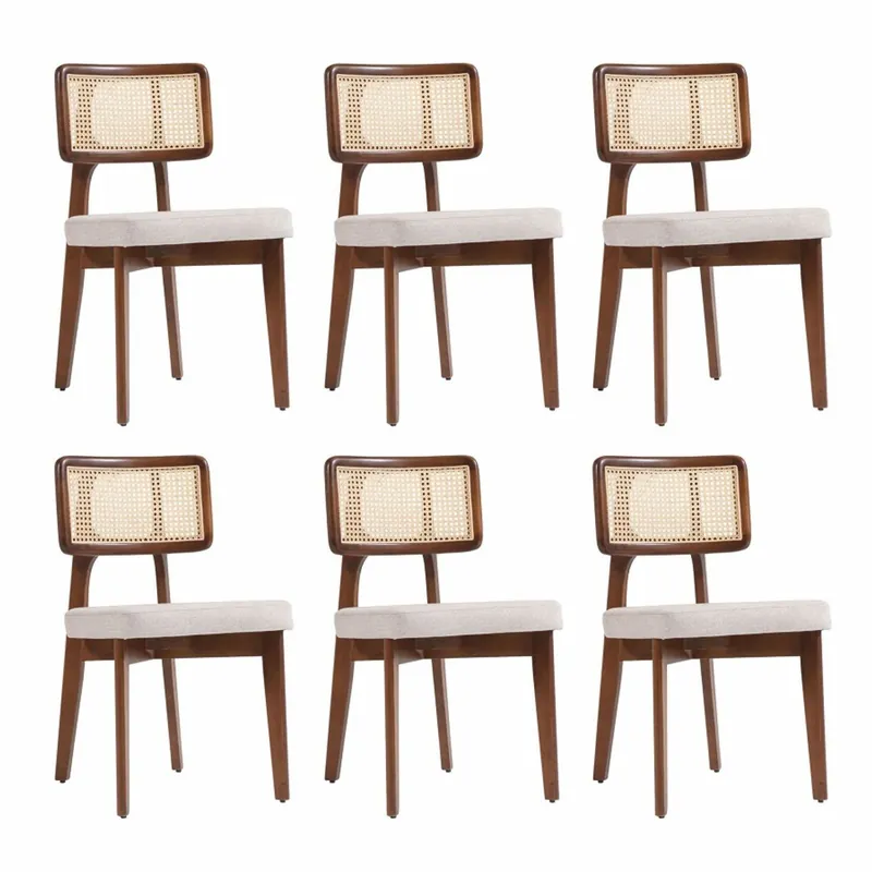 Casa Padrino Luxus Esszimmer Stuhl 6er Set Grau / Braun / Naturfarben H. 85 cm Saisonangebot