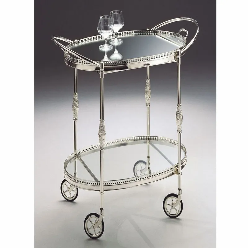Casa Padrino Luxus Servierwagen mit abnehmbarem Tablett Silber - Made in Italy Bestseller