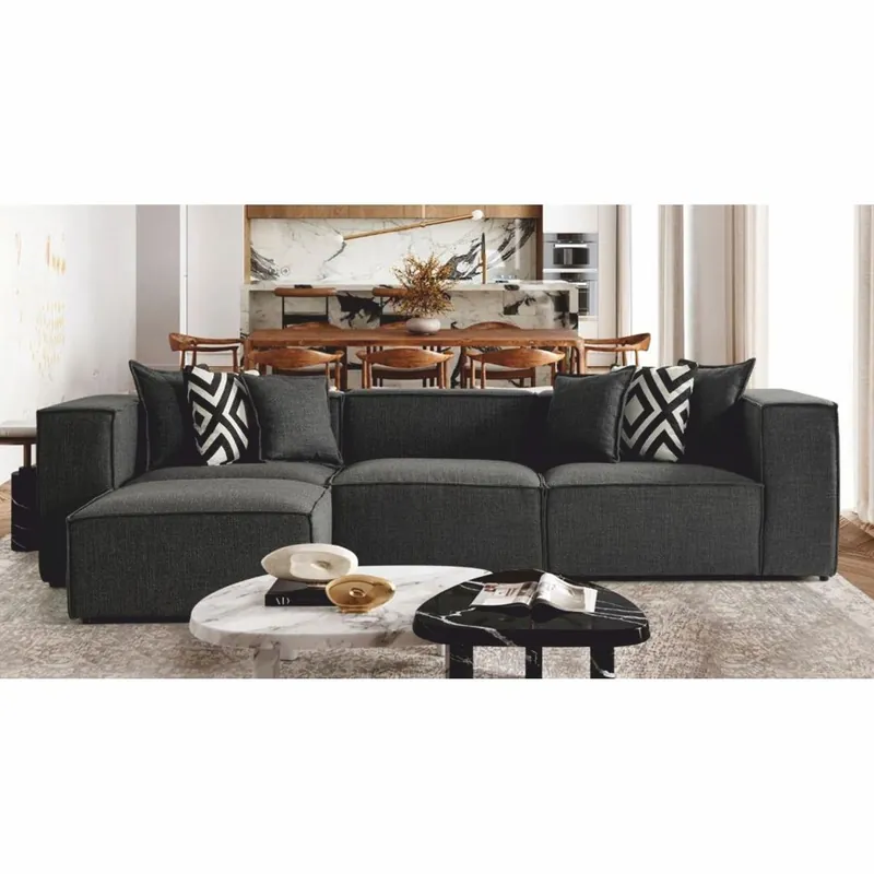 Casa Padrino Luxus Ecksofa Grau / Schwarz 315 cm - Wohnzimmer & Hotel Möbel Top-Seller