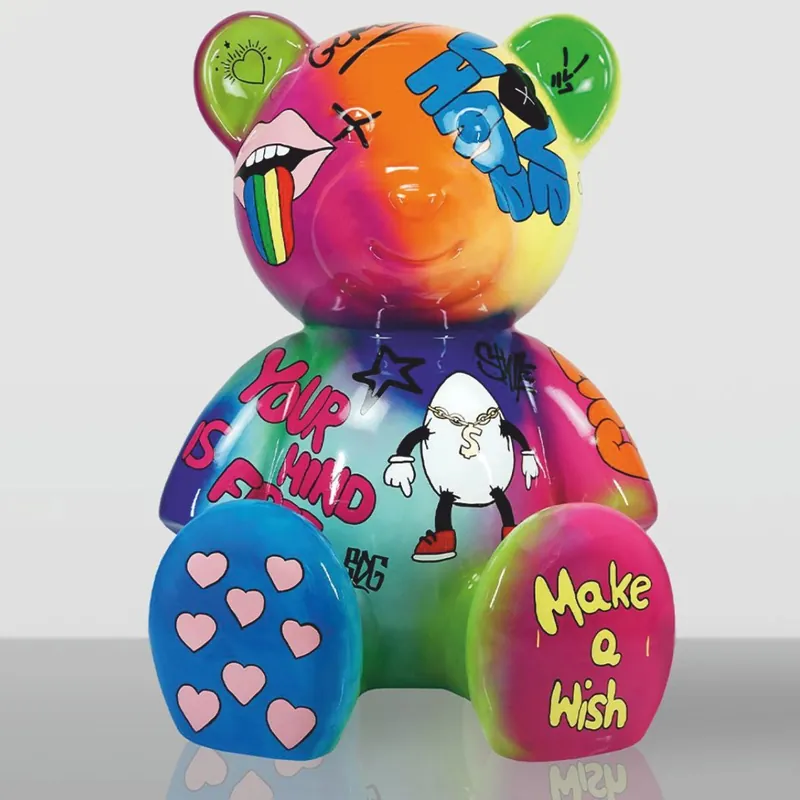 Casa Padrino XXL Deko Figur Teddybär Bunt H. 120 cm - Handbemalt Schnäppchen