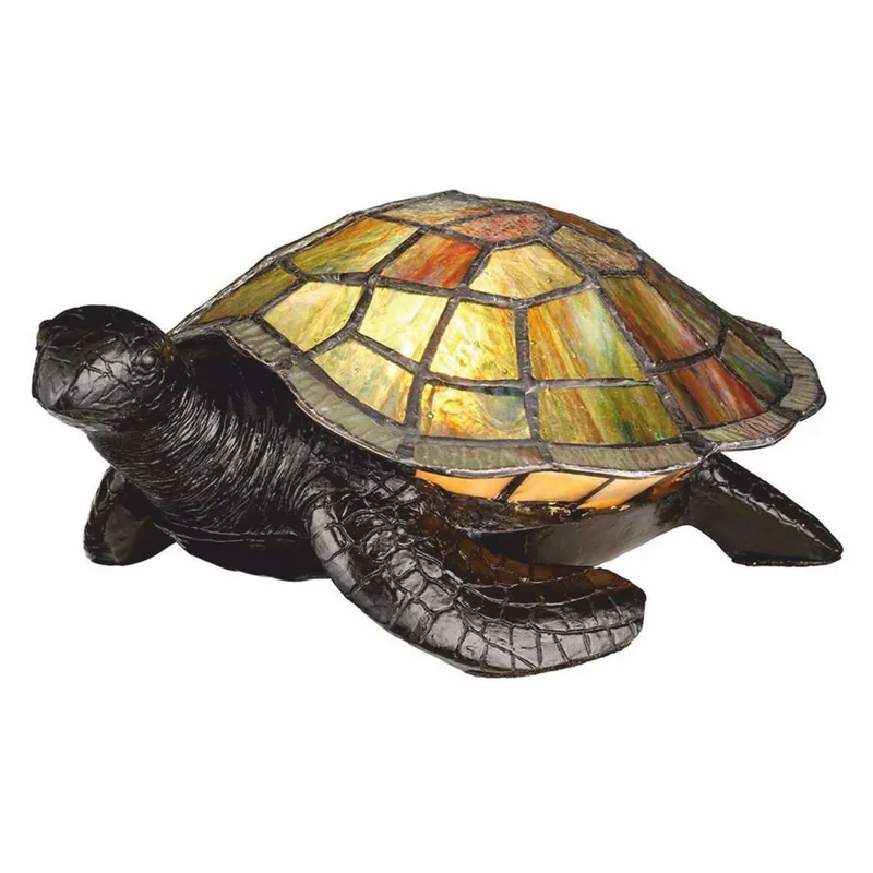 Neuheit Casa Padrino Luxus Tiffany LED Tischleuchte Schildkröte Bunt / Vintage Bronze