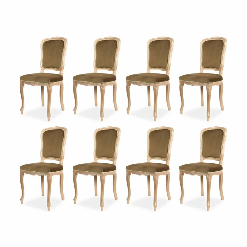 Sofort Bestellen Casa Padrino Luxus Barock Esszimmer Stuhl 8er Set Olivgrün / Beige H. 100 cm - Barock Esszimmer Möbel