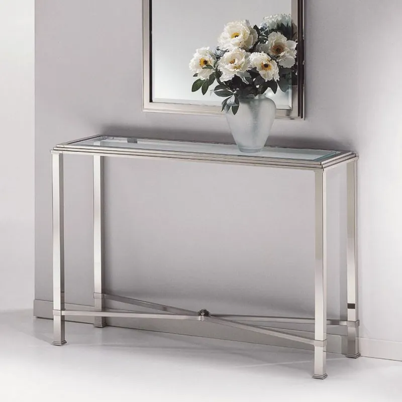 Neu Casa Padrino Luxus Messing Konsole Silber 105 x 35 x H. 81 cm - Made in Italy