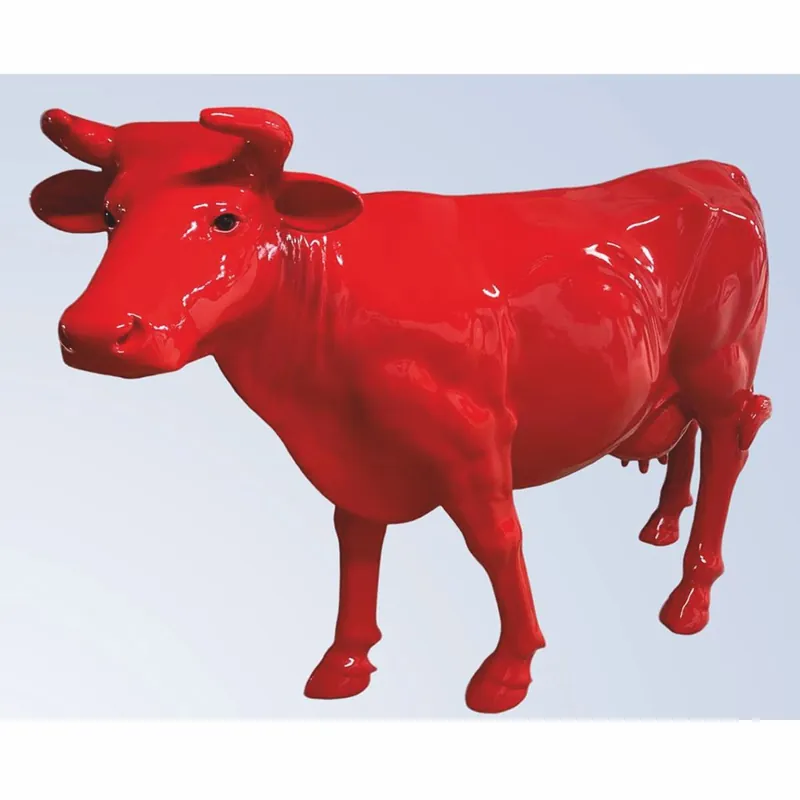 Casa Padrino XXL Deko Skulptur Kuh Rot 223 x 70 x H. 147 cm - Garten Figur Preisreduziert