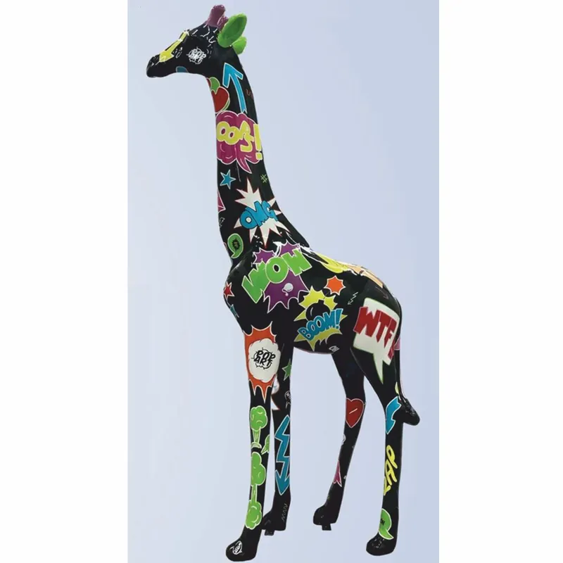 Sichere Zahlung Casa Padrino Garten Deko Skulptur Giraffe Schwarz / Bunt H. 205 cm - Große Garten Figur