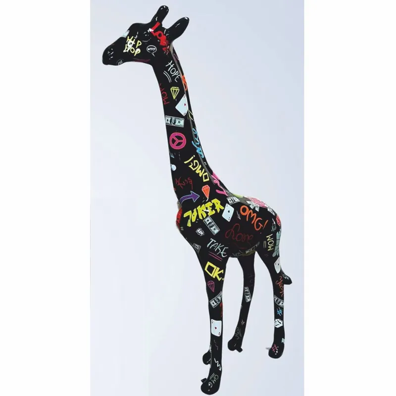 Sale Casa Padrino Garten Deko Skulptur Giraffe Schwarz / Bunt H. 205 cm - Garten Figur