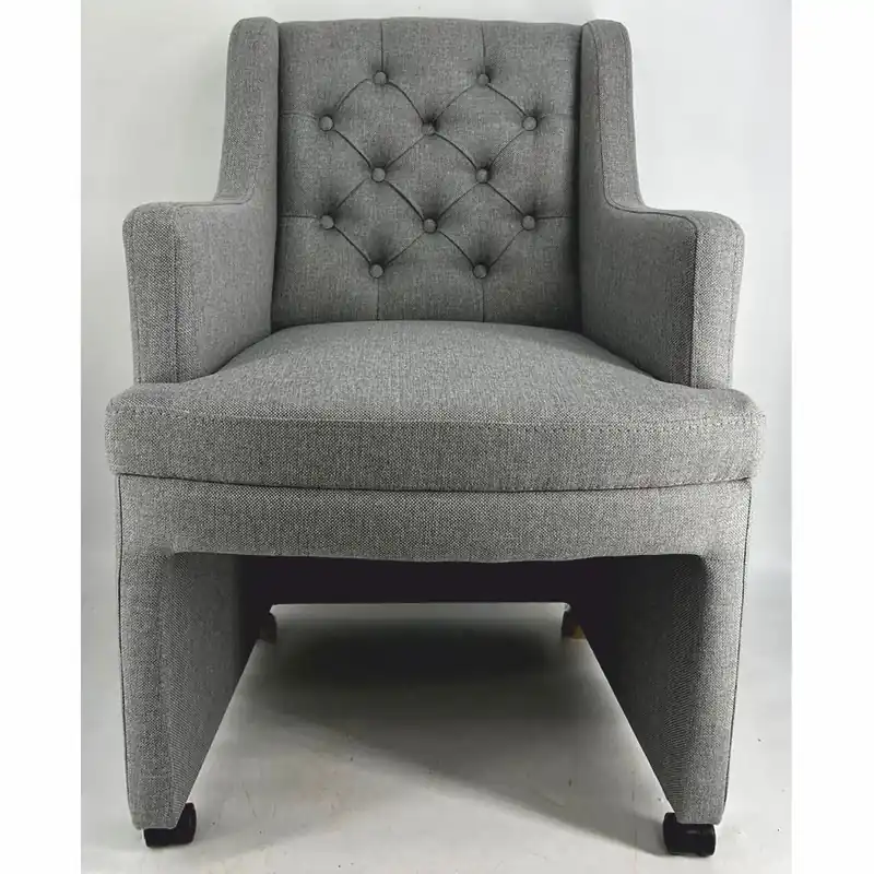 Casa Padrino Chesterfield Esszimmerstuhl / Bürostuhl mit Armlehnen und Rollen Grau Begrenztes Angebot