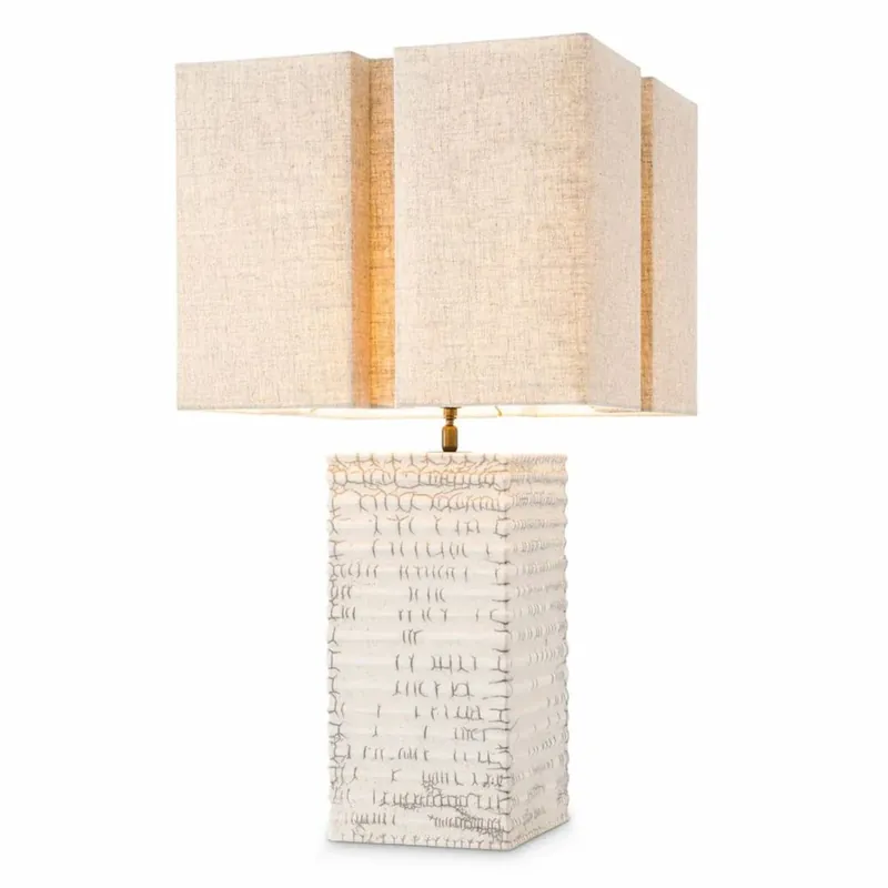 Top-Angebot Casa Padrino Luxus Keramik Tischleuchte mit Lampenschirm Antik Weiß / Beige H. 79 cm