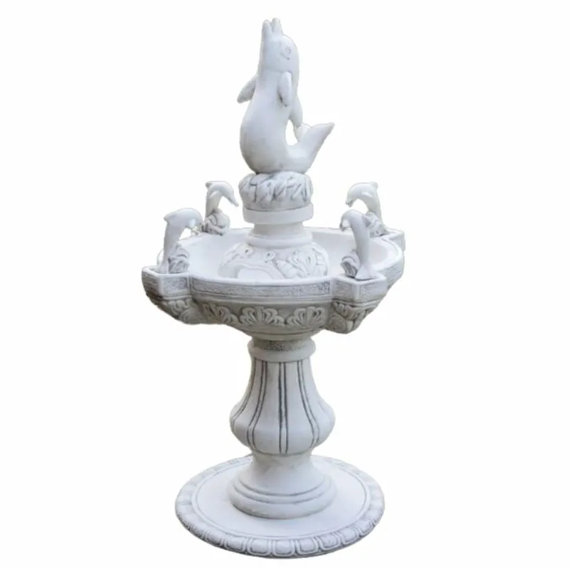 Schnäppchen Casa Padrino Barock Springbrunnen Delphine Weiß / Grau Ø 80 x H. 140 cm