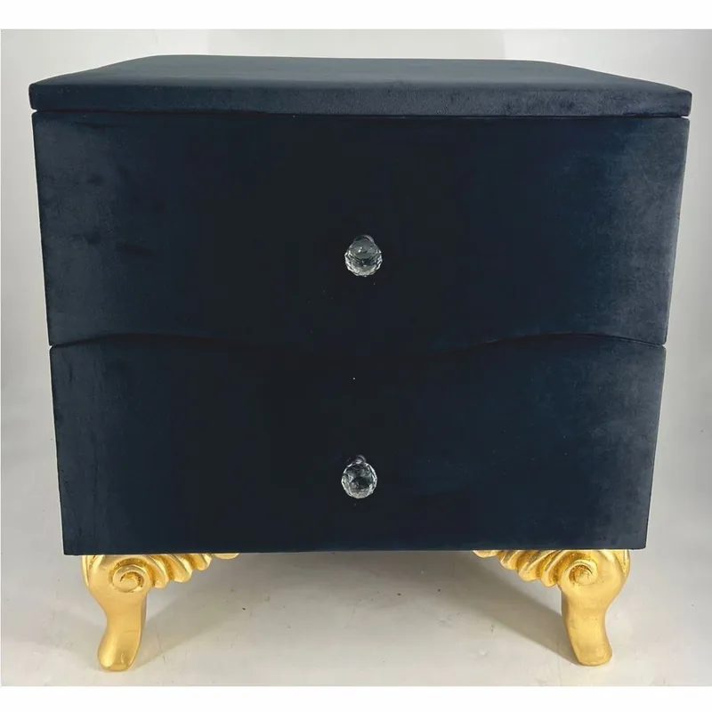 Markenware Casa Padrino Barock Nachtkommode mit 2 Schubladen Schwarz / Gold - Barockstil Schlafzimmer Möbel