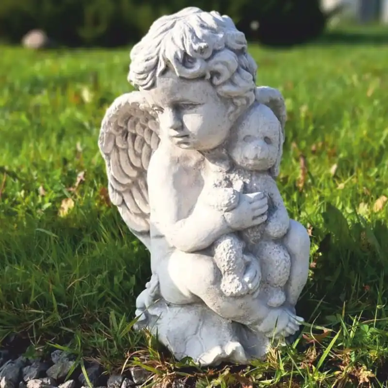 Finale Aktion Casa Padrino Jugendstil Garten Deko Skulptur Engel Grau H. 36 cm - Garten Figur