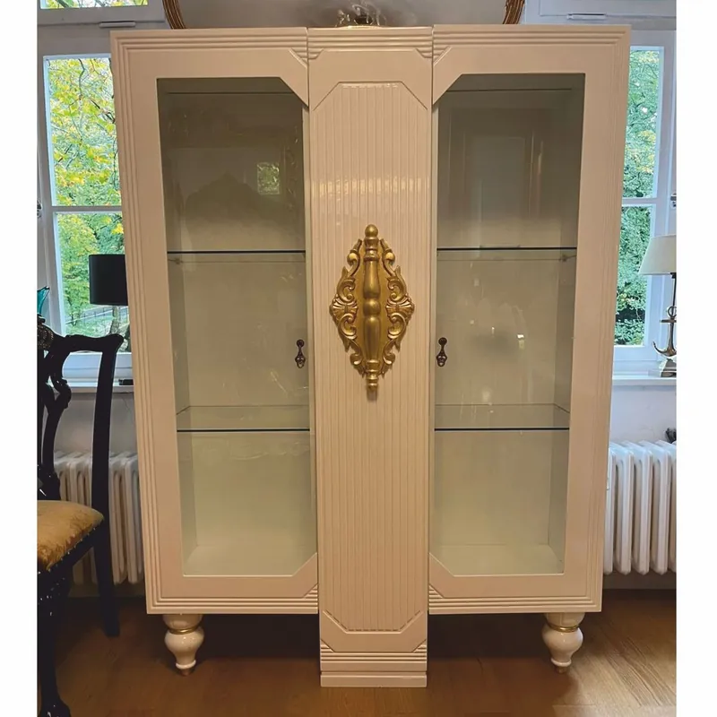 Casa Padrino Luxus Barock Vitrine Weiß / Gold 125 x 49 x H. 169 cm - Ausstellungsstück Neue Kollektion