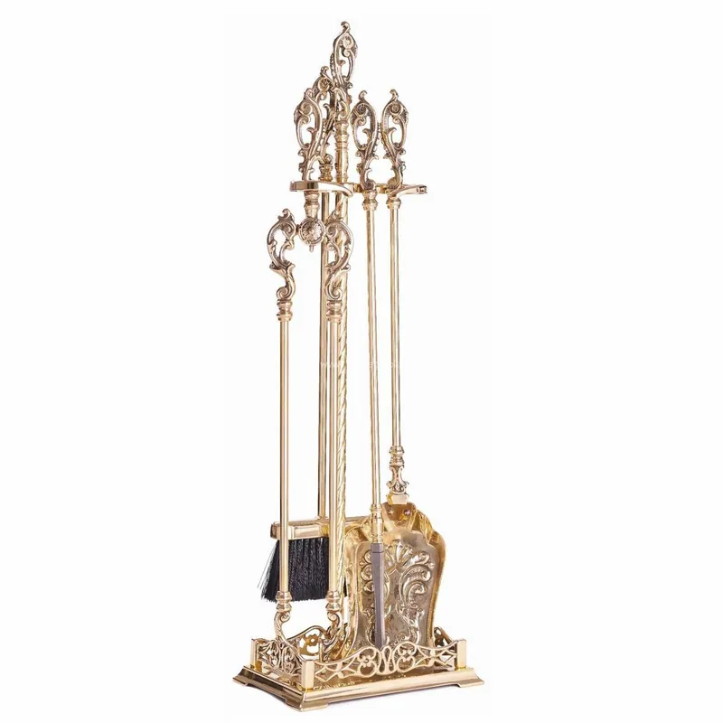 Günstig Casa Padrino Barock Kaminbesteck mit Ständer Gold H. 78 cm - Kamin Zubehör