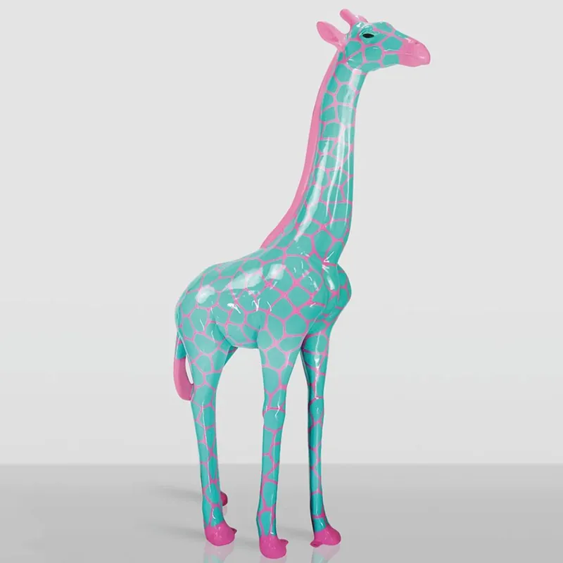 Solange Der Vorrat Reicht Casa Padrino XXL Deko Skulptur Giraffe Mintgrün / Rosa H. 205 cm - Große Garten Deko Figur