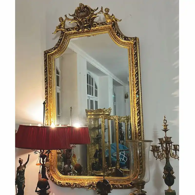 Casa Padrino Barock Spiegel mit Engelsfiguren Gold H. 175 cm - Möbel im Barockstil Mega-Angebot