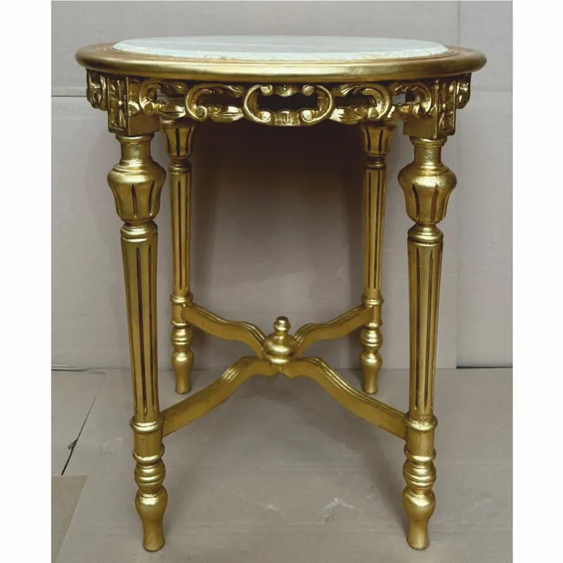 Preiswert Casa Padrino Barock Beistelltisch Gold / Grau Ø 60 x H. 72 cm - Barock Möbel