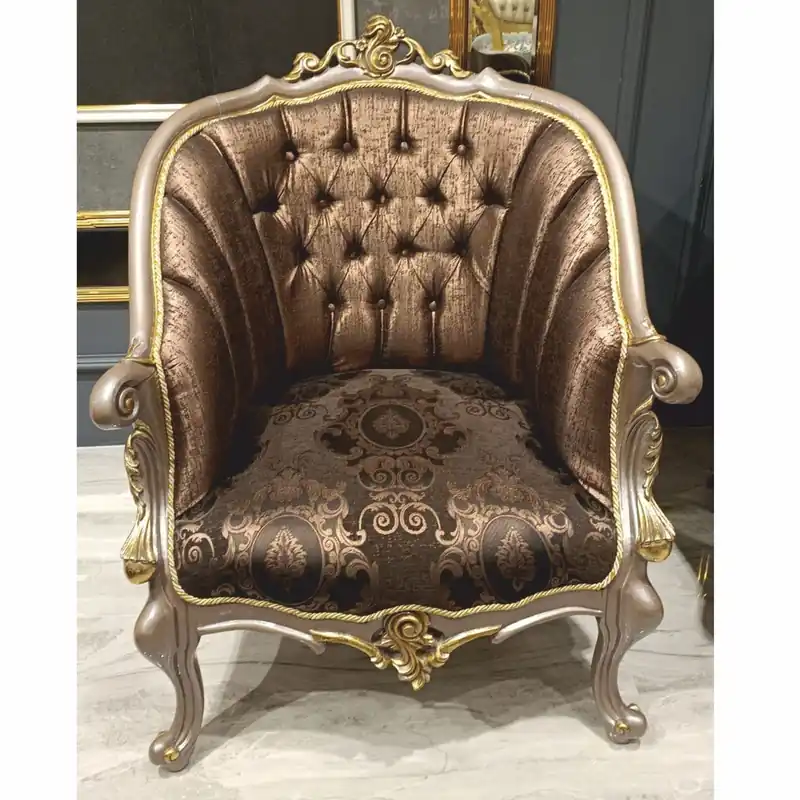 Casa Padrino Luxus Barock Sessel Schwarz / Grau / Gold H. 107 cm - Barock Möbel Schnäppchen