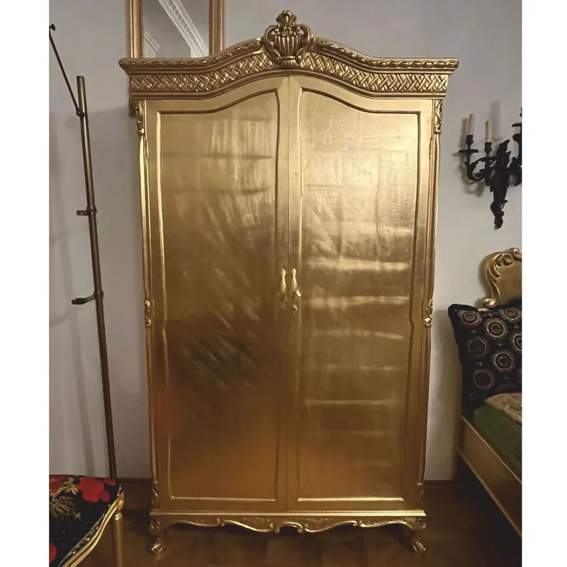Casa Padrino Barock Schlafzimmer Schrank mit 2 Türen Gold H. 220 cm - Barockstil Schlafzimmer Möbel Jetzt Kaufen