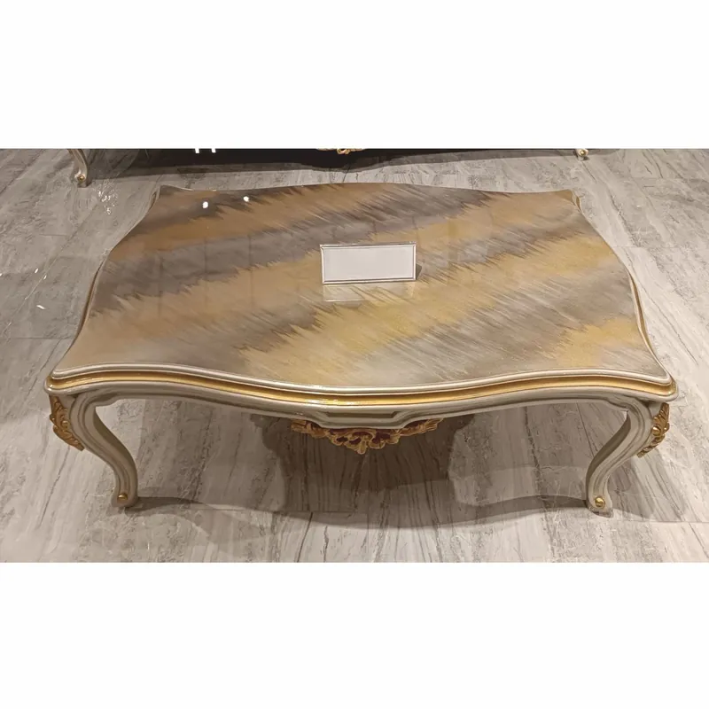 Casa Padrino Luxus Barock Couchtisch Grau / Gold 127 cm - Barockstil Wohnzimmer Möbel Preisknaller