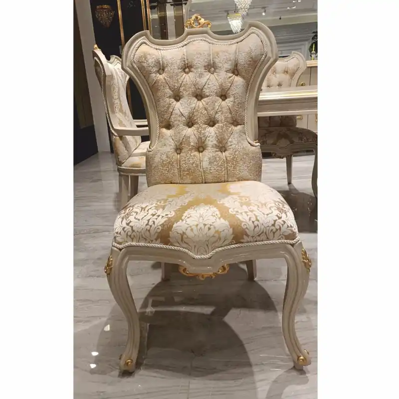 Casa Padrino Luxus Barock Esszimmer Stuhl Gold / Weiß / Grau / Gold H. 110 cm - Barock Esszimmer Möbel Expressversand