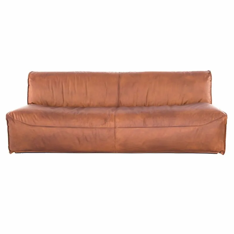 Mega-Angebot Casa Padrino Luxus Leder Sofa Hellbraun 190 cm - Modulares Echtleder Wohnzimmer Sofa
