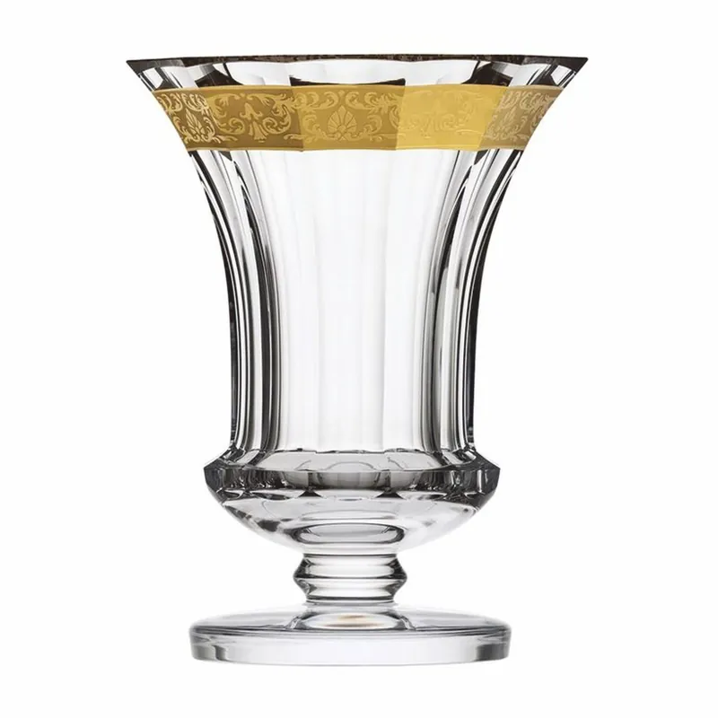 Nur Heute Casa Padrino Luxus Barock Kristallglas Vase Gold Ø 19,7 x H. 25 cm - Mundgeblasen & Handgeschliffen
