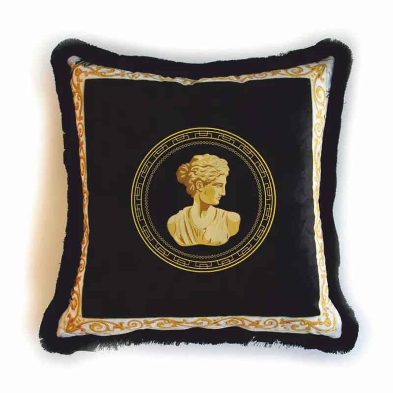 Kracherpreis Casa Padrino Luxus Deko Kissen Barock Frauenbüste Schwarz / Weiß 45 x 45 cm