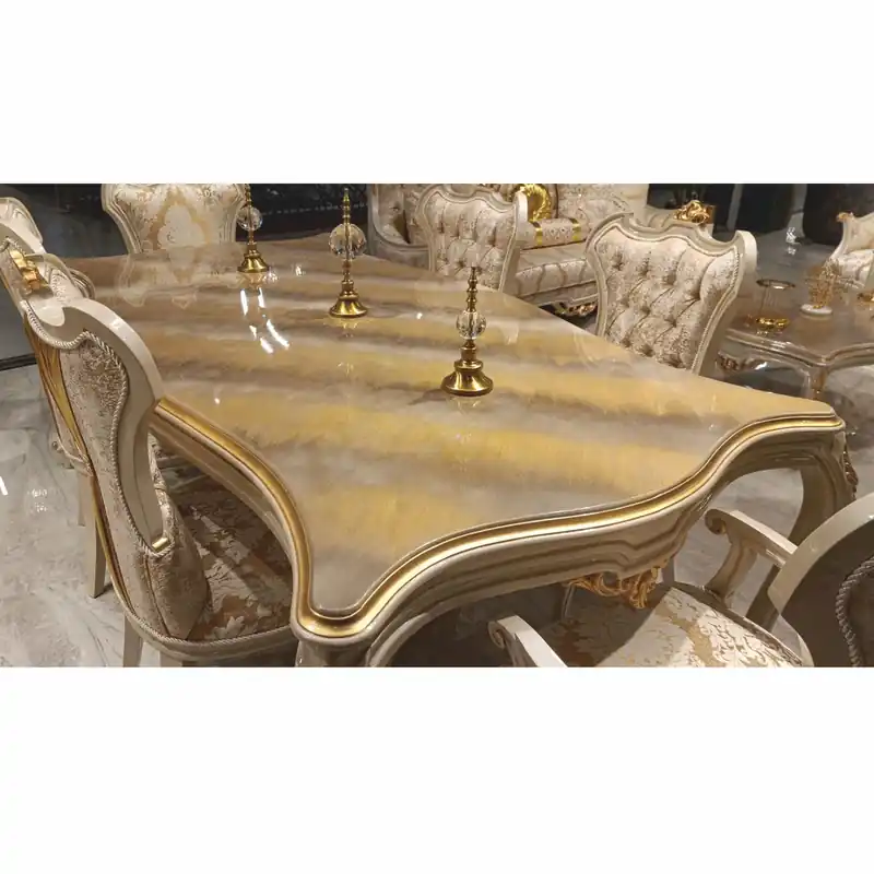 Casa Padrino Luxus Barock Esstisch Grau / Gold 226 cm - Barock Esszimmer Möbel Bestpreis
