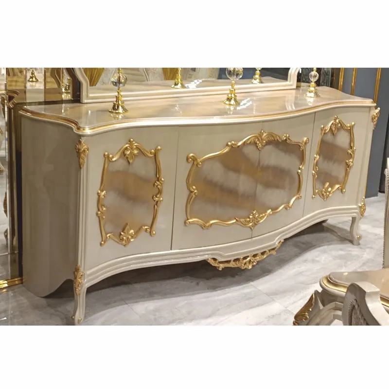 Casa Padrino Luxus Barock Sideboard mit 4 Türen Grau / Gold 226 cm - Barockstil Möbel Knallerangebot
