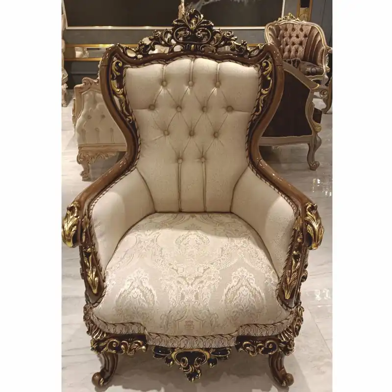 Echt Casa Padrino Luxus Barock Wohnzimmer Sessel Beige / Braun / Gold H. 120 cm - Barock Möbel