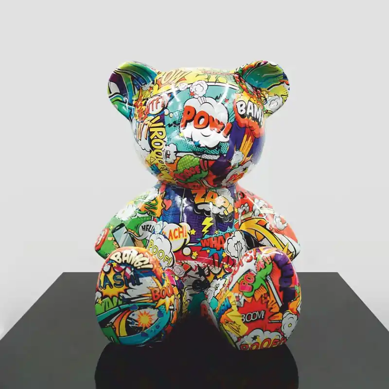 Casa Padrino Luxus Deko Figur Teddybär Bunt H. 35 cm - Deko Skulptur Zertifiziert